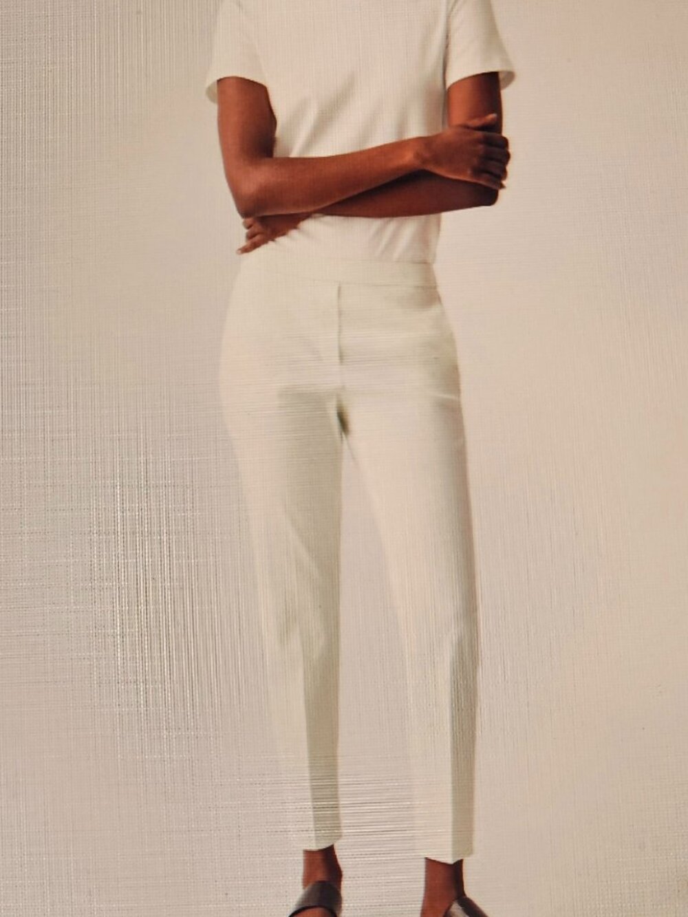 Theory Treeca pull on linen blend slim crop pants in Parchment/cream, sz6 NEW.